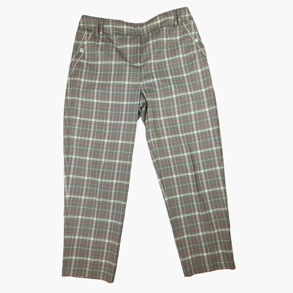 Tail Activewear Womens Golf Pants Size 12 Black Tan Red Plaid Print - Picture 1 of 7